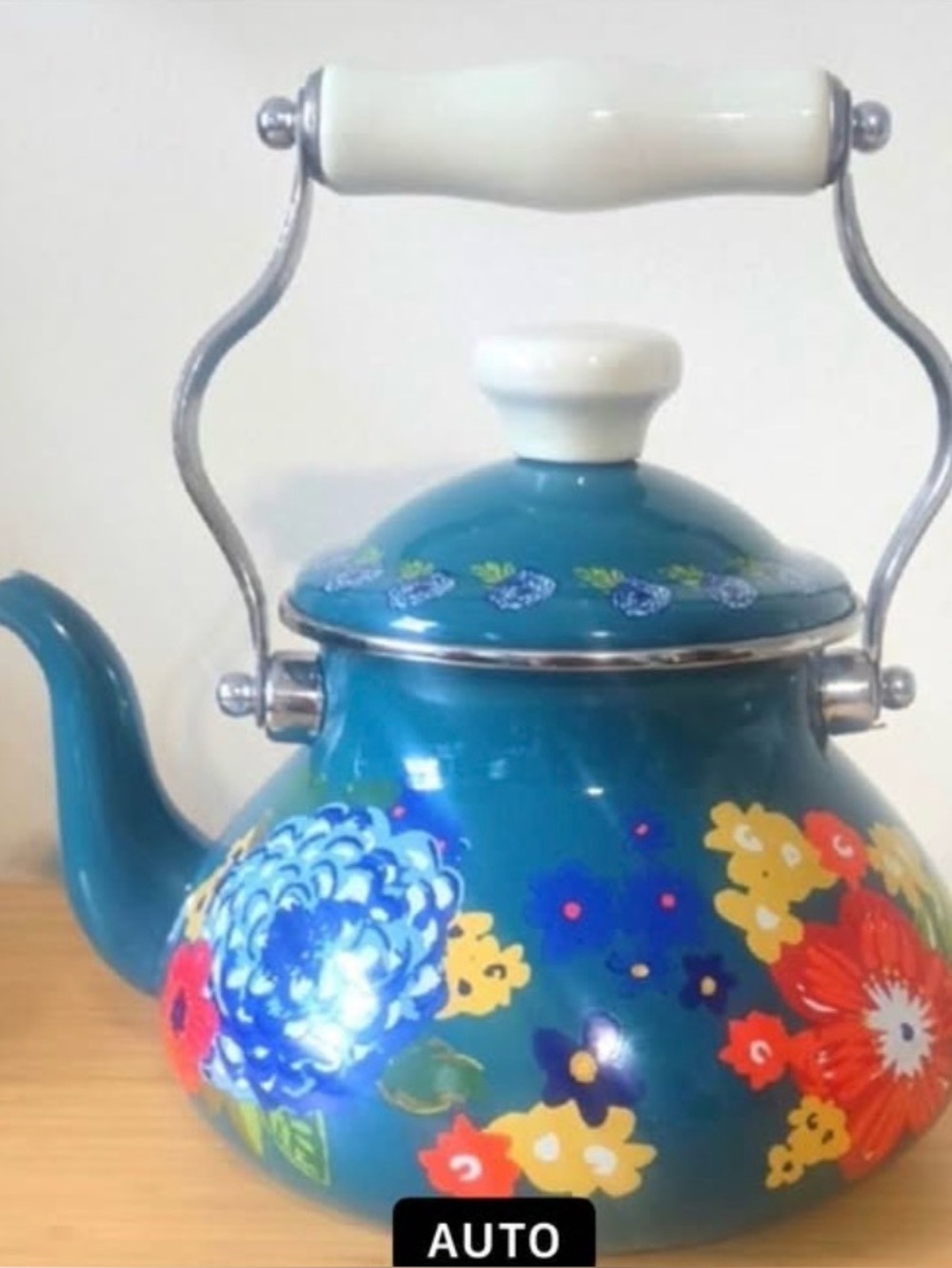 Pioneer women Floral Enamel Teapot with White Handle